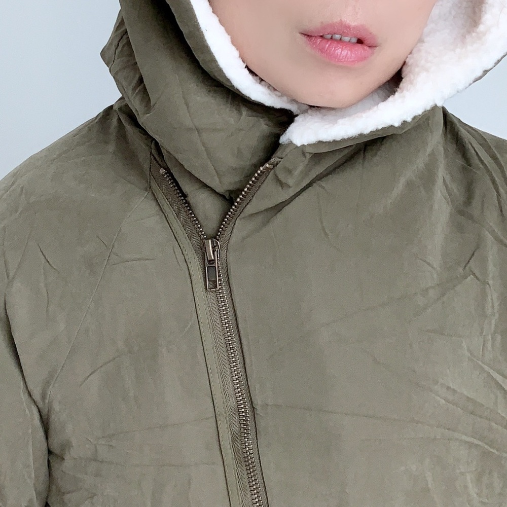MILITARY FAUX FUR PARKA JACKET - OLIVE - Picture 15 of 16